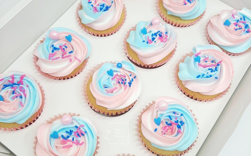 Box of 12 Cupcakes Box of 12 Cupcakes, pastel pink and blue cupcakes